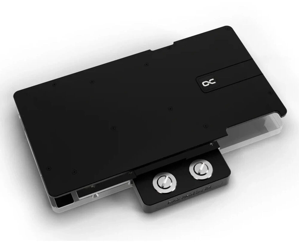 „Alphacool Core RX 9070 TUF/Prime GPU“ vandens blokas, ARGB, su galine plokšte · akrilas