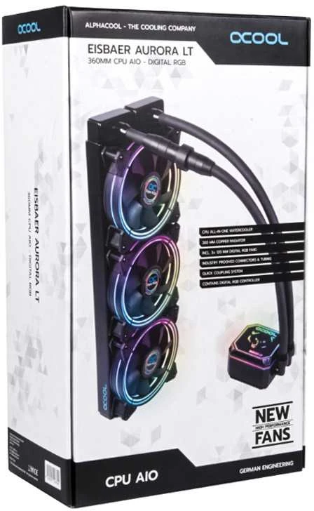 Alphacool Eisbaer LT360 Aurora HPE Digital RGB pilnas Vanduo aušinimas · 360 mm