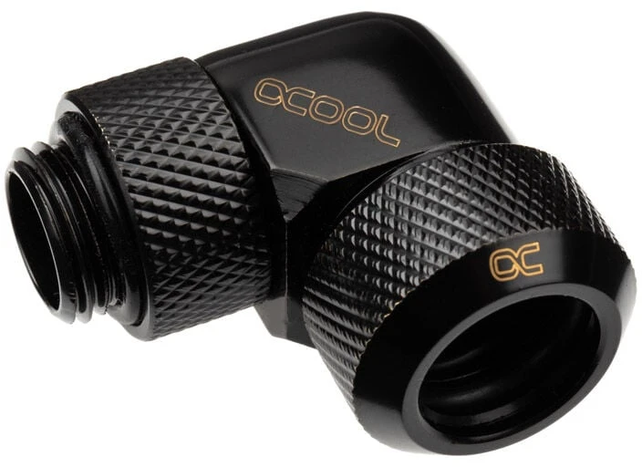 „Alphacool Eiszapfen“ 13 mm kieto vamzdžio suspaudimo jungtis, 90 laipsnių pasukama, G1/4 "juodas"