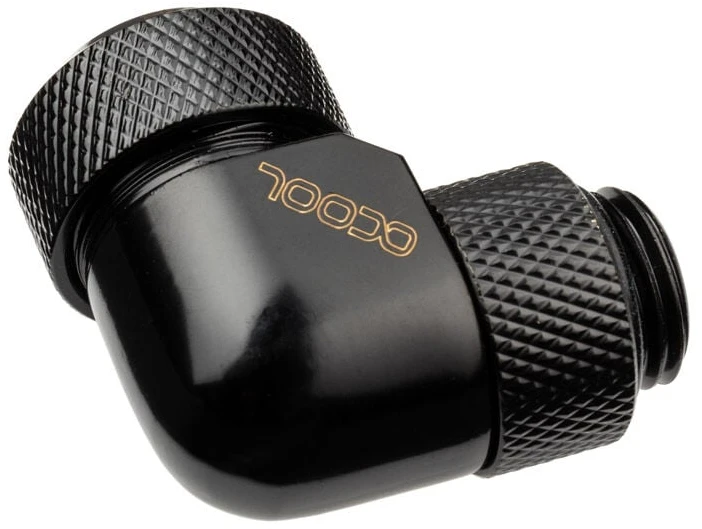 „Alphacool Eiszapfen“ 13 mm kieto vamzdžio suspaudimo jungtis, 90 laipsnių pasukama, G1/4 "juodas"