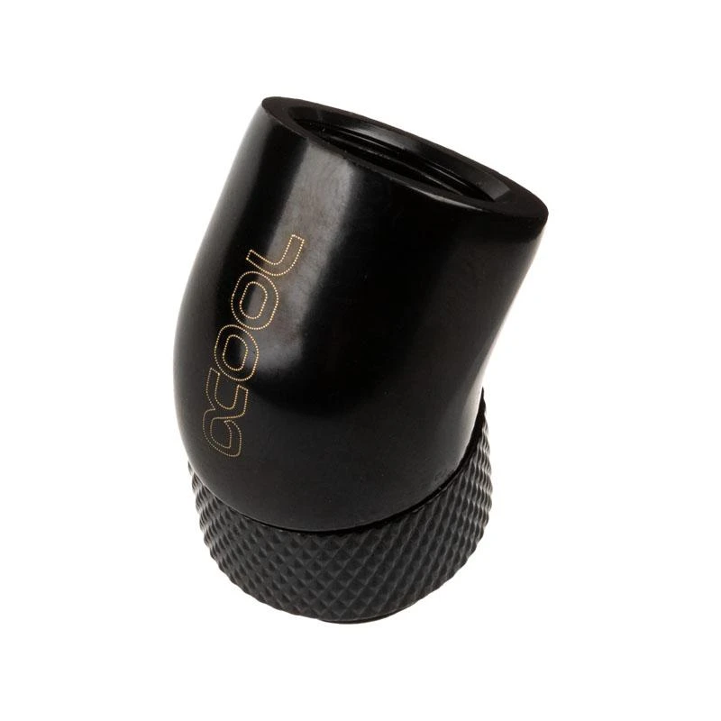 Alphacool Eisfrost Adapteris 45 Degree G1/4 Inch Female to G1/4 Inch Male – Rotatable, Juodas