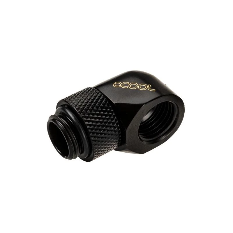Alphacool Eiszapfen Adapteris 90 laipsnių G1/4 colio kištukas į G1/4 colio kištuką, pasukamas, juodas