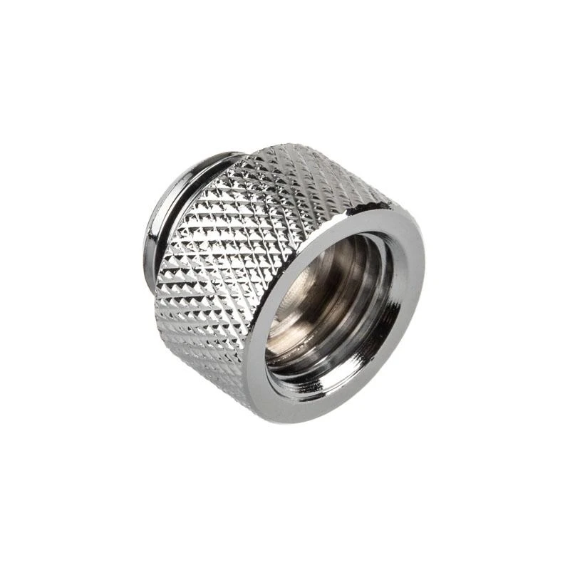 „Alphacool“ jungties adapteris, tiesus G1/4 colio lizdas į G1/4 colio kištuką, chromuotas sidabrinis