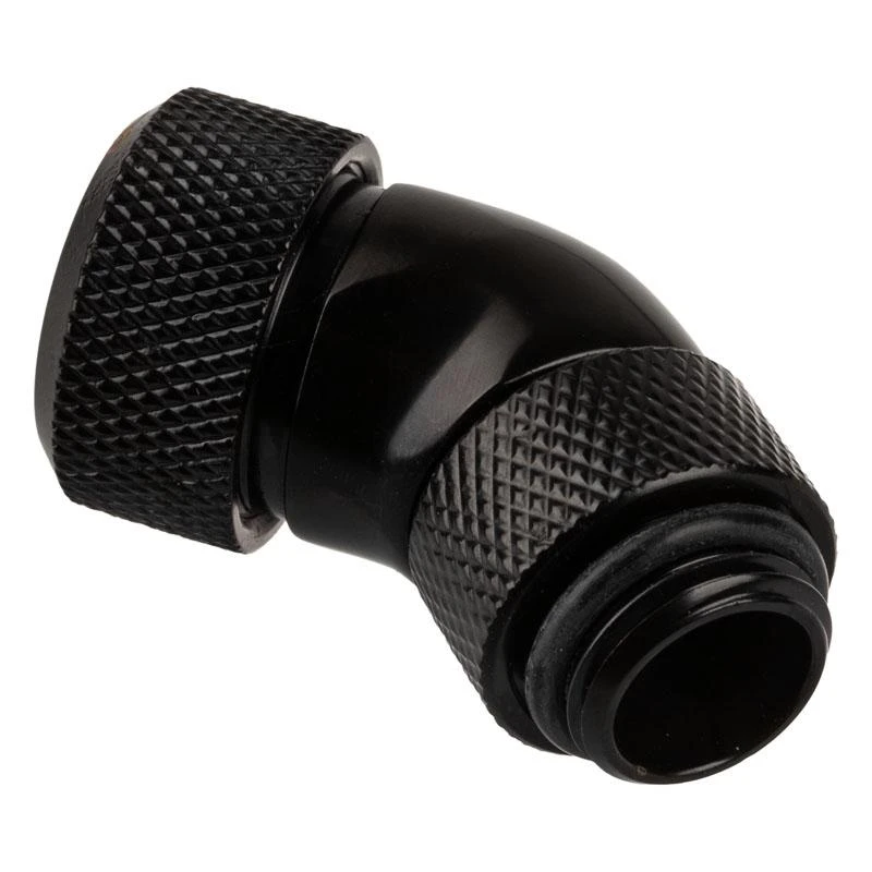 „Alphacool“ jungtis, 45 laipsnių, G1/4 colio vidinis sriegis, 13 mm išorinio skersmens kietas vamzdis – juodas