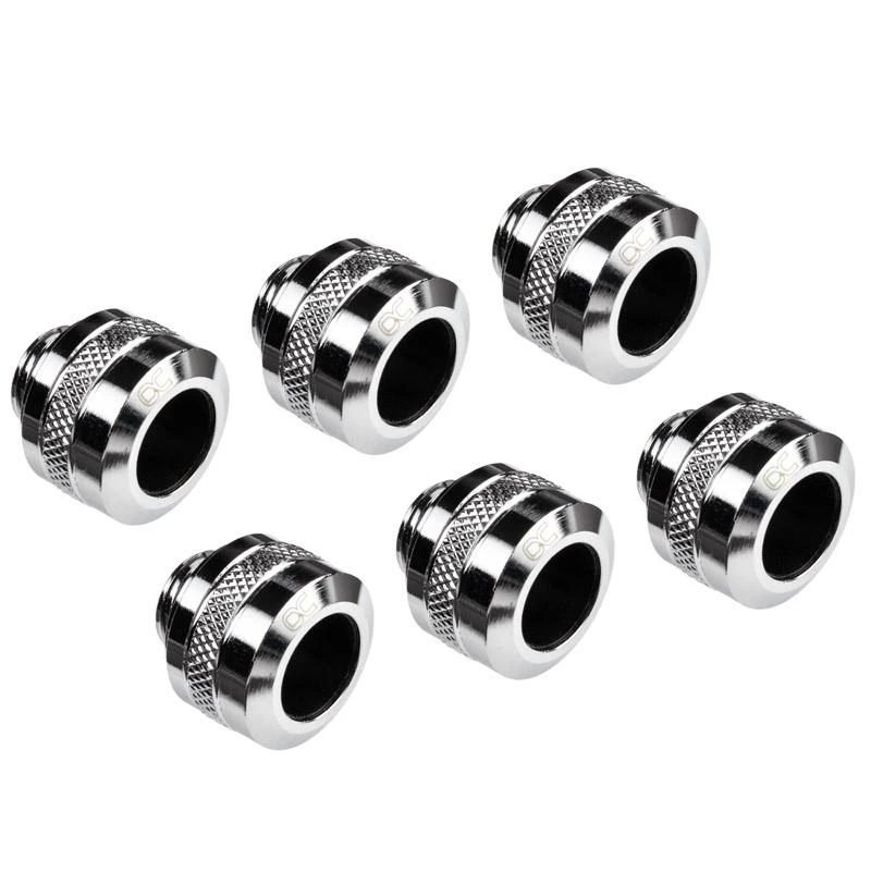 „Alphacool Eiszapfen Pro“ jungtis, 13 mm kietas vamzdelis, G1/4, 6 vnt. pakuotėje, chromuotas