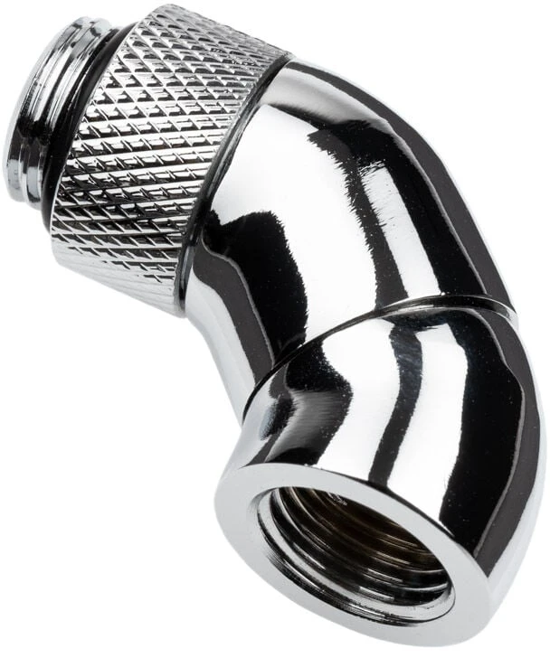 Alphacool Eiszapfen Winkeladapter 45 Grad doppel drehbar G1/4 AG auf G1/4 IG – chrome