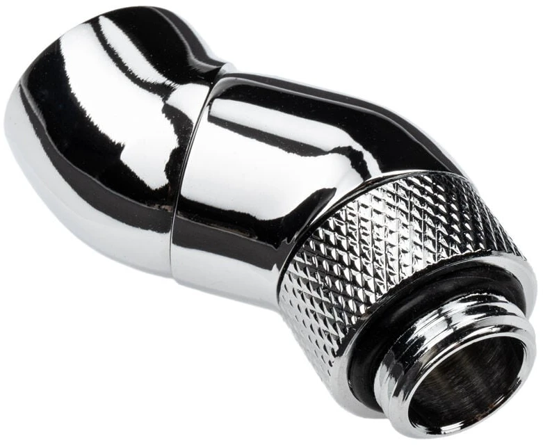 Alphacool Eiszapfen Winkeladapter 45 Grad doppel drehbar G1/4 AG auf G1/4 IG – chrome