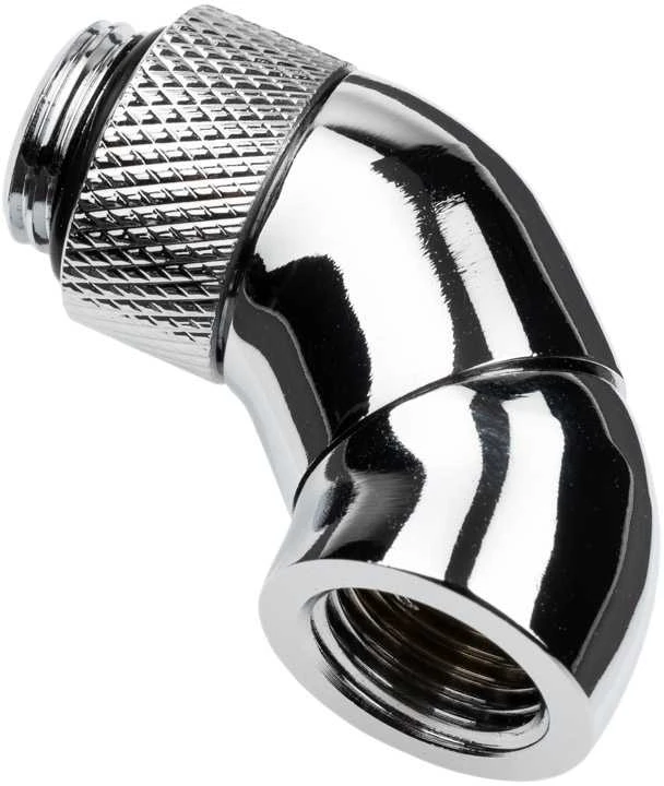 Alphacool Eiszapfen Winkeladapter 45 Grad doppel drehbar G1/4 AG auf G1/4 IG – chrome