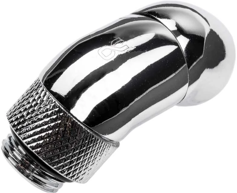 Alphacool Eiszapfen Winkeladapter 45 Grad doppel drehbar G1/4 AG auf G1/4 IG – chrome