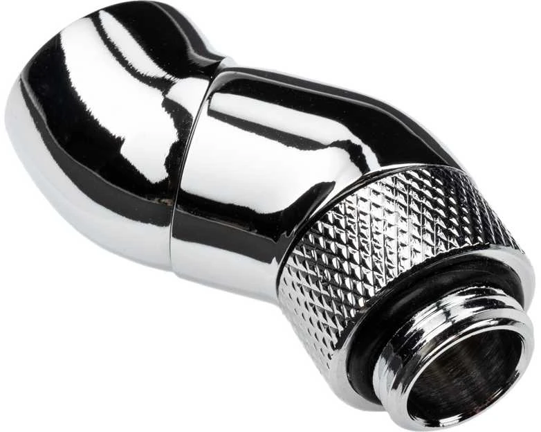 Alphacool Eiszapfen Winkeladapter 45 Grad doppel drehbar G1/4 AG auf G1/4 IG – chrome