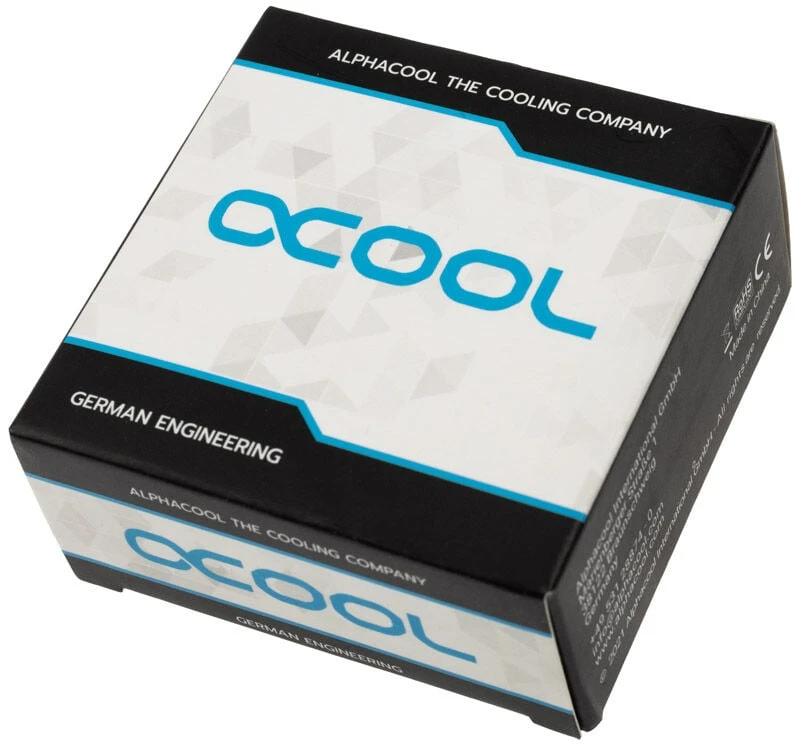 „Alphacool“ kampinis adapteris, 90 laipsnių pasukamas, G1/4 lizdas į G1/4 kištuką, juodas
