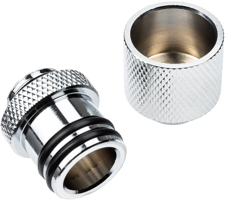 „Alphacool ES D“ kištukas, 20–35 mm, G1/4 išorinis sriegis į G1/4 išorinį sriegi, chromuotas