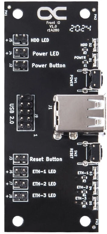 „Alphacool“ priekinis įvesties/išvesties skydelis su USB 2.0, su kabeliu prie serverio korpuso
