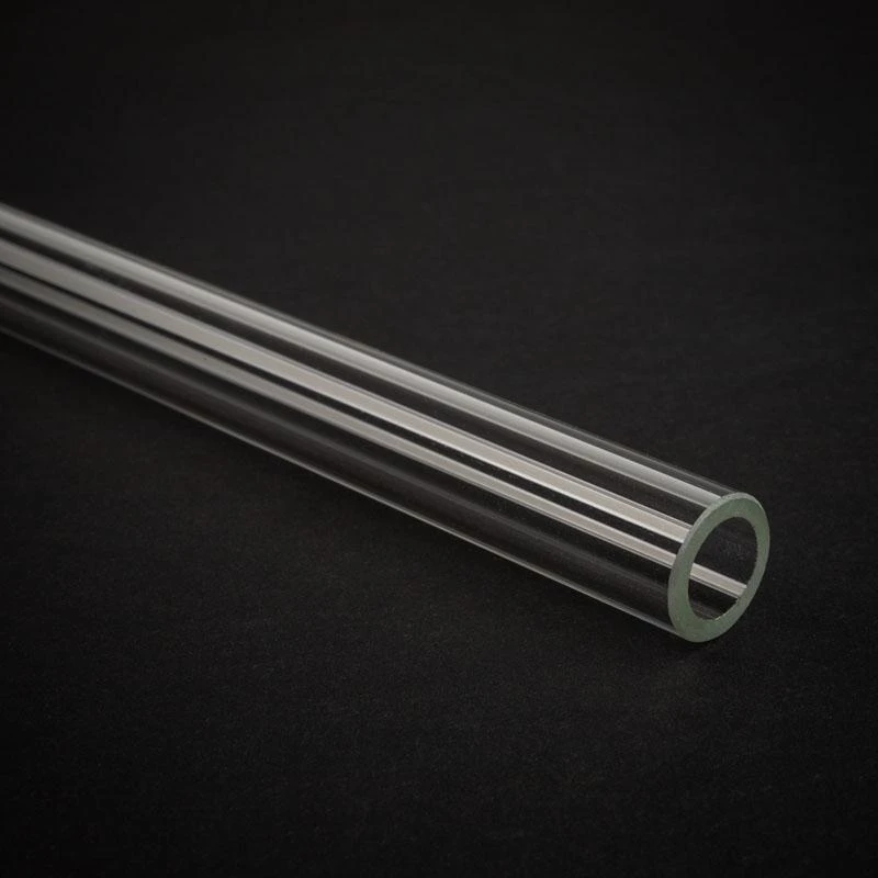 „Alphacool HardTube“ 16/11 mm borosilikatinis stiklas, 90 laipsnių kampas, 10/30 cm, skaidrus
