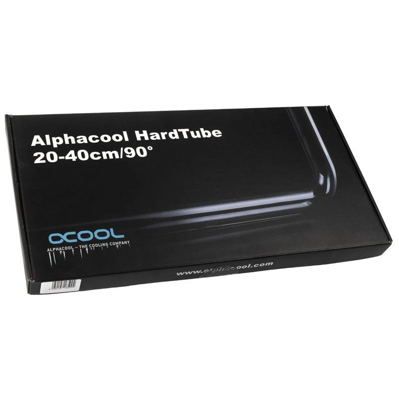 Alphacool HardTube 16/11mm Borosilikatglas 90 Grad Winkel 20/40cm – skaidrus