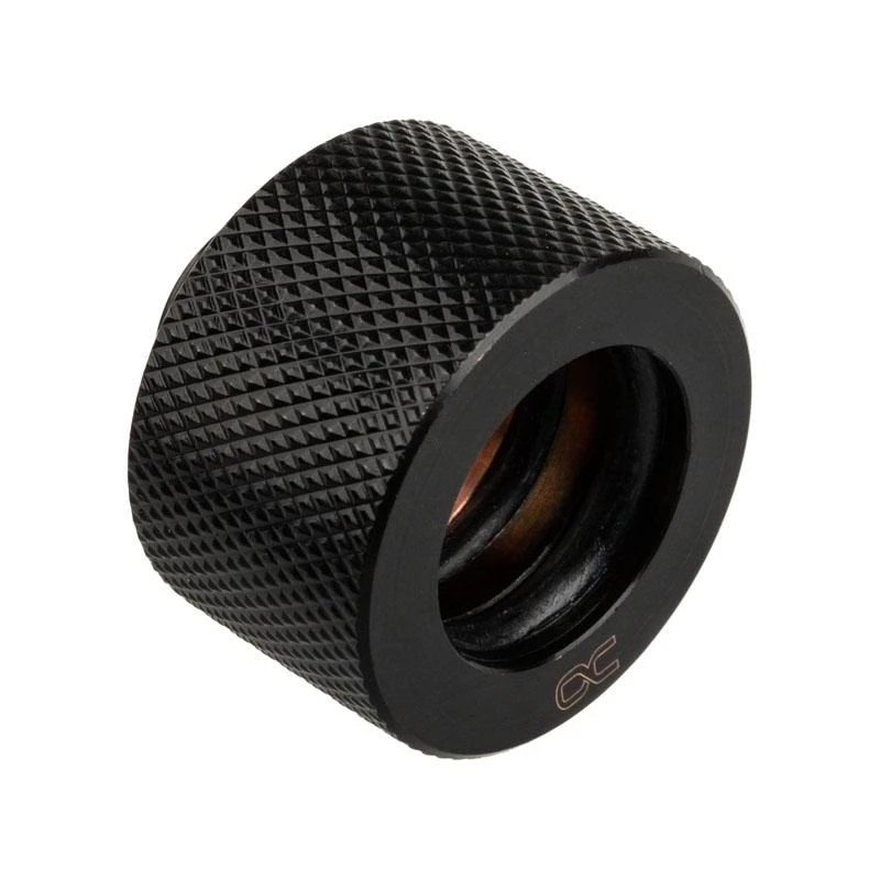 „Alphacool HT“ jungtis, tiesi, G1/4 colio vidiniu sriegiu, 16 mm išorinio skersmens kietam vamzdžiui, rievėta, juoda