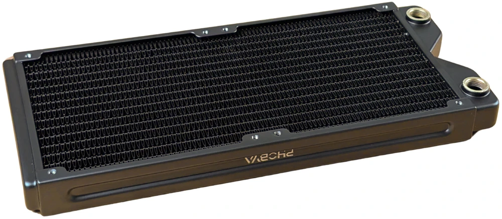 Alphacool Phobya R27-S280 radiatorius, 280 mm radiatorius, 18 FPI, varinės briaunos, 2x G1/4 colio jungtys – juoda