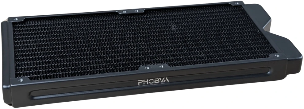 Alphacool Phobya R27-S280 radiatorius, 280 mm radiatorius, 18 FPI, varinės briaunos, 2x G1/4 colio jungtys – juoda