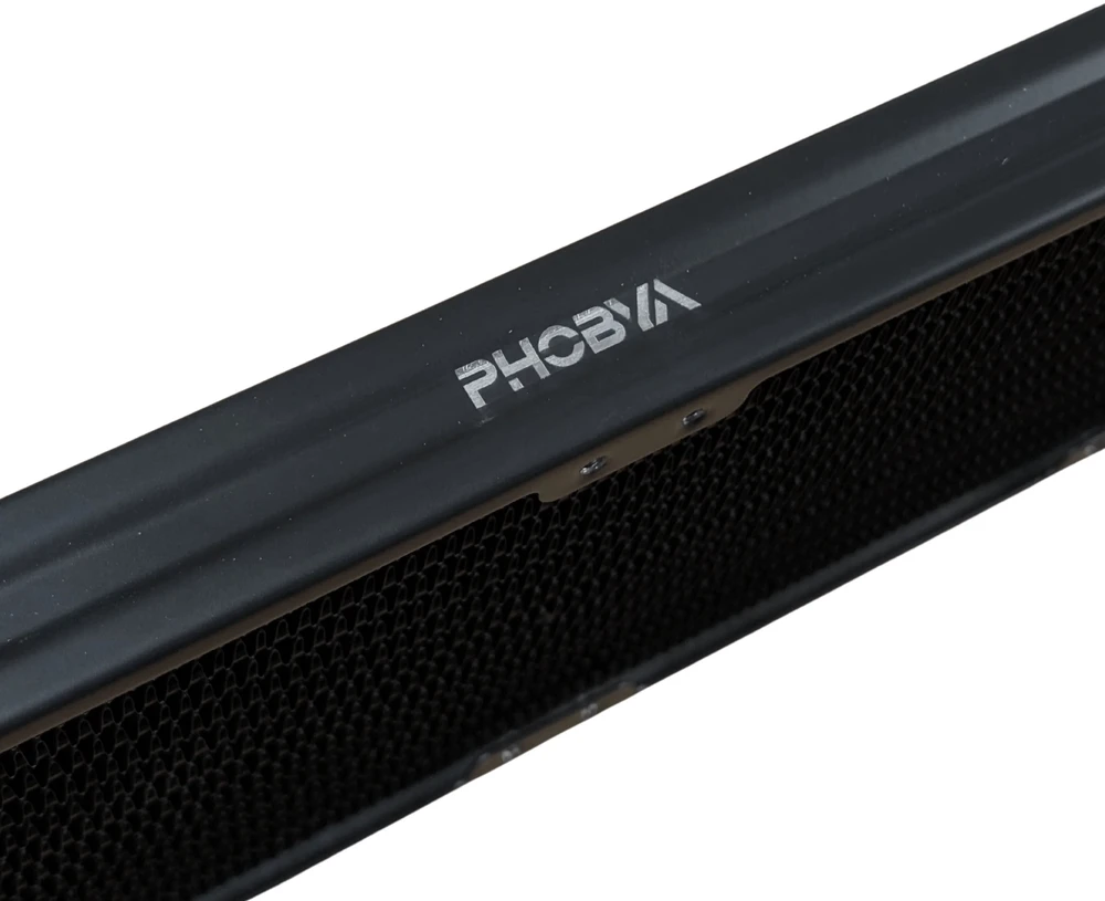 „Alphacool Phobya R27-S360“ radiatorius, 360 mm radiatorius, 18 FPI, varinės plokštelės, 2x G1/4 colių jungtys – juodos spalvos
