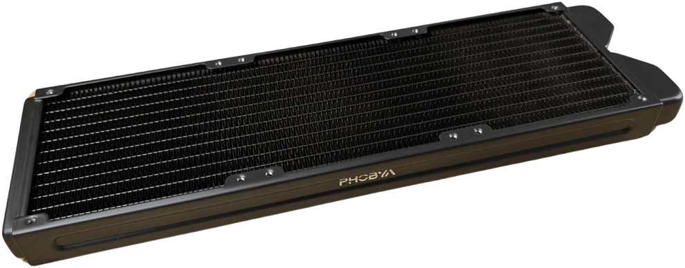 „Alphacool Phobya R27-S360“ radiatorius, 360 mm radiatorius, 18 FPI, varinės plokštelės, 2x G1/4 colių jungtys – juodos spalvos