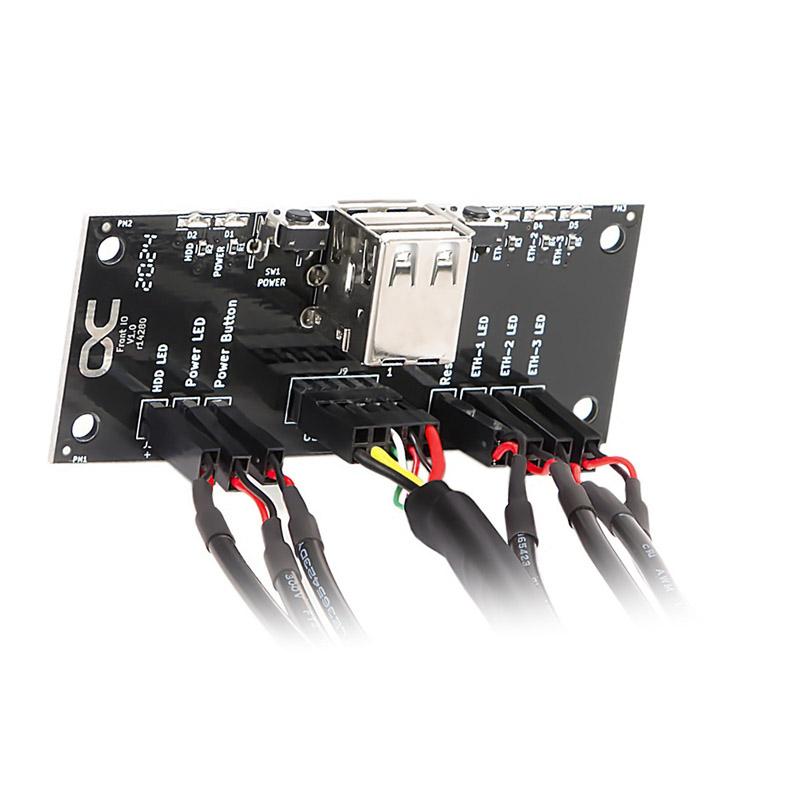 „Alphacool“ priekinis įvesties/išvesties skydelis su USB 2.0, su kabeliu prie serverio korpuso