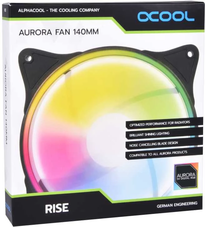Alphacool Rise Aurora PWM-korpuso ventiliatorius – 140mm, baltos spalvos