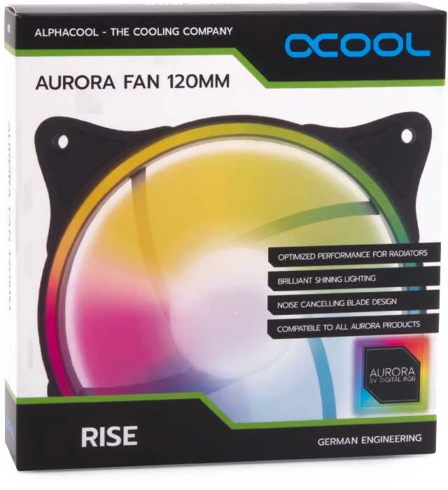 Alphacool Rise Aurora PWM-korpuso ventiliatorius – 120mm, baltos spalvos