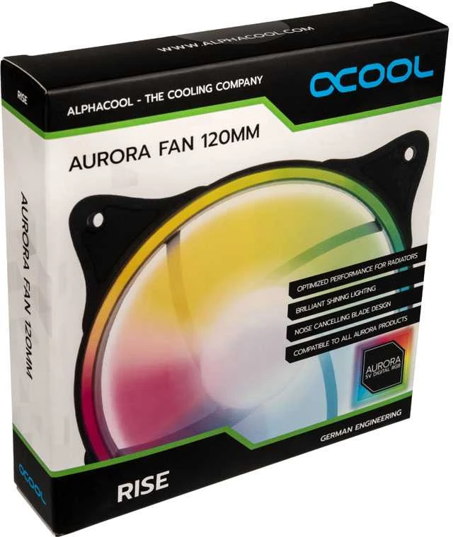Alphacool Rise Aurora PWM-korpuso ventiliatorius – 120mm, juodos spalvos