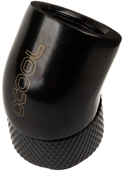Alphacool Eisfrost Adapteris 45 Degree G1/4 Inch Female to G1/4 Inch Male – Rotatable, Juodas