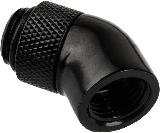 Alphacool Eisfrost Adapteris 45 Degree G1/4 Inch Female to G1/4 Inch Male – Rotatable, Juodas