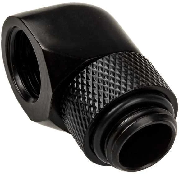 Alphacool Eiszapfen Adapteris 90 laipsnių G1/4 colio kištukas į G1/4 colio kištuką, pasukamas, juodas