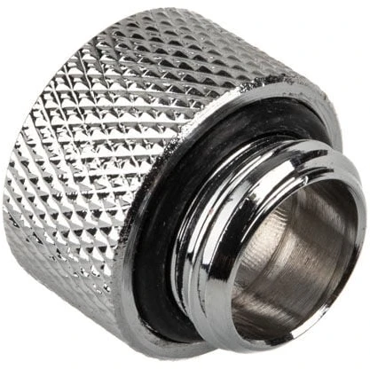 „Alphacool“ jungties adapteris, tiesus G1/4 colio lizdas į G1/4 colio kištuką, chromuotas sidabrinis