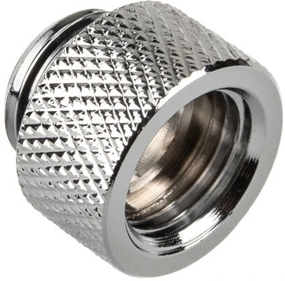 „Alphacool“ jungties adapteris, tiesus G1/4 colio lizdas į G1/4 colio kištuką, chromuotas sidabrinis