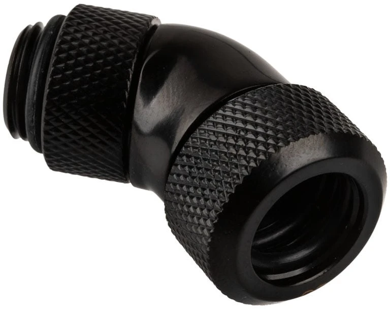 „Alphacool“ jungtis, 45 laipsnių, G1/4 colio vidinis sriegis, 13 mm išorinio skersmens kietas vamzdis – juodas