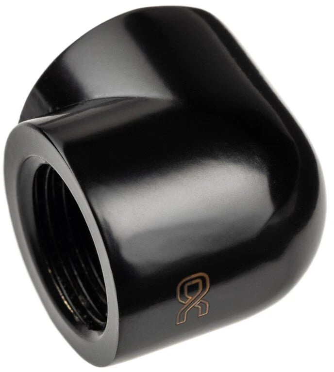 „Alphacool“ jungties adapteris 90 laipsnių G1/4 colio lizdas į G1/4 colio lizdą – juodas