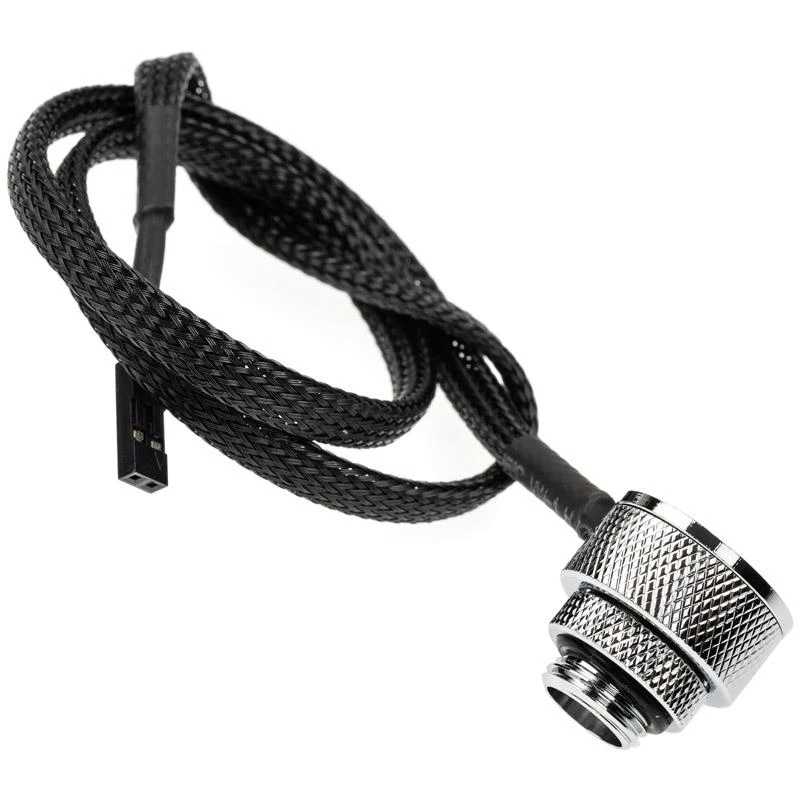 Alphacool Eiszapfen temperatūros jutiklis G1/4 vyriškas/vyriškas su moterišku adapteriu – chromas