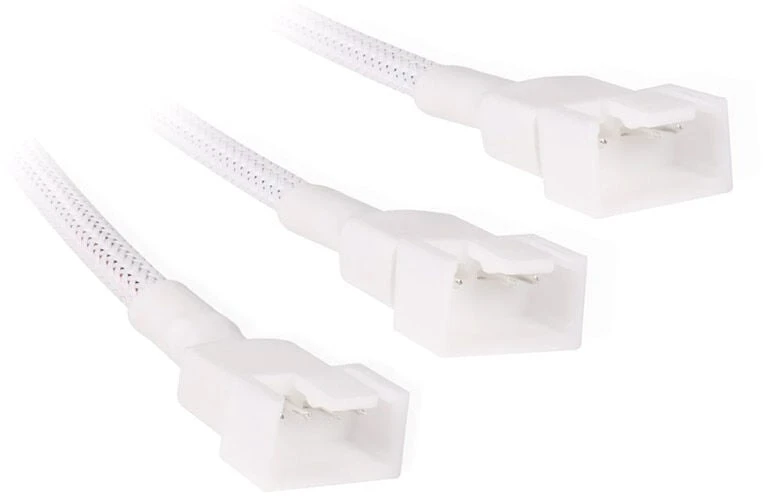 „Alphacool“ Y skirstytuvas, 4 kontaktų į 3 x 4 kontaktų PWM, 15 cm, baltas