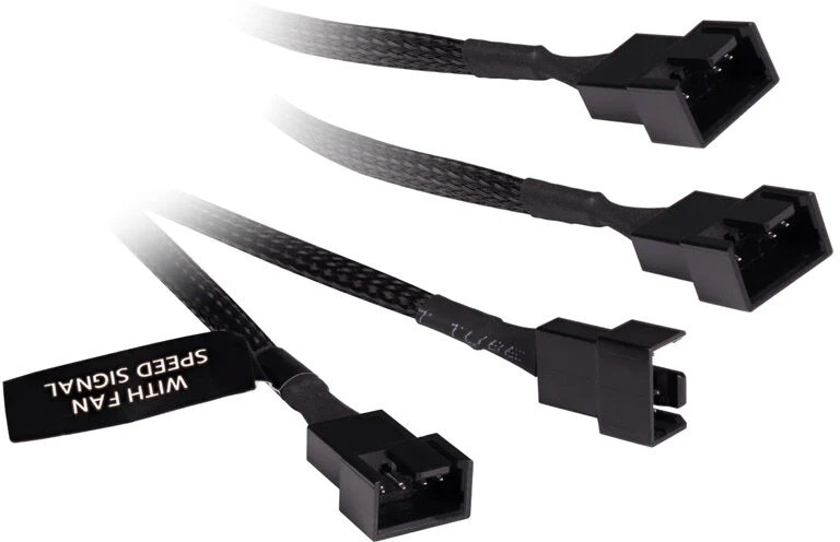 „Alphacool“ Y skirstytuvas, 4 kontaktų į 4 x 4 kontaktų PWM, 60 cm, juodas