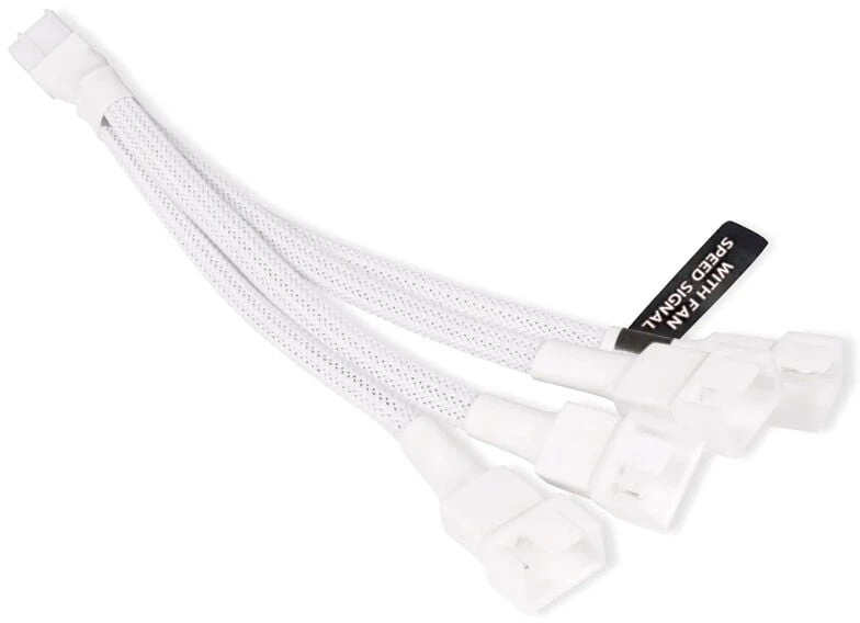 „Alphacool“ Y skirstytuvas, 4 kontaktų į 4 x 4 kontaktų PWM, 15 cm, baltas