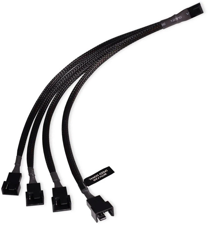 „Alphacool“ Y skirstytuvas, 4 kontaktų į 4 x 4 kontaktų PWM, 30 cm, juodas