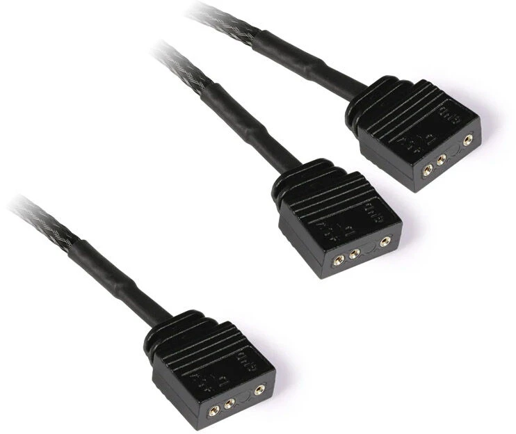 „Alphacool“ Y skirstytuvas, aRGB 3 kontaktų į 2 x 3 kontaktų, 15 cm, juodas