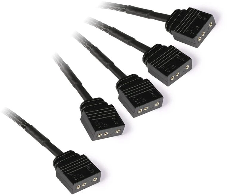 Alphacool Y-Splitter aRGB 3-pin to 4x 3-pin 60cm – juodos spalvos