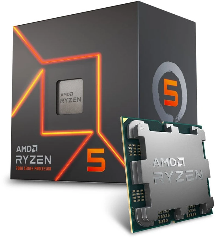 Procesorius AMD Ryzen 5 7400 CPU, 6 branduoliai, 4,3 GHz, Socket AM5 (Raphael) • dėžutėje, su aušintuvu