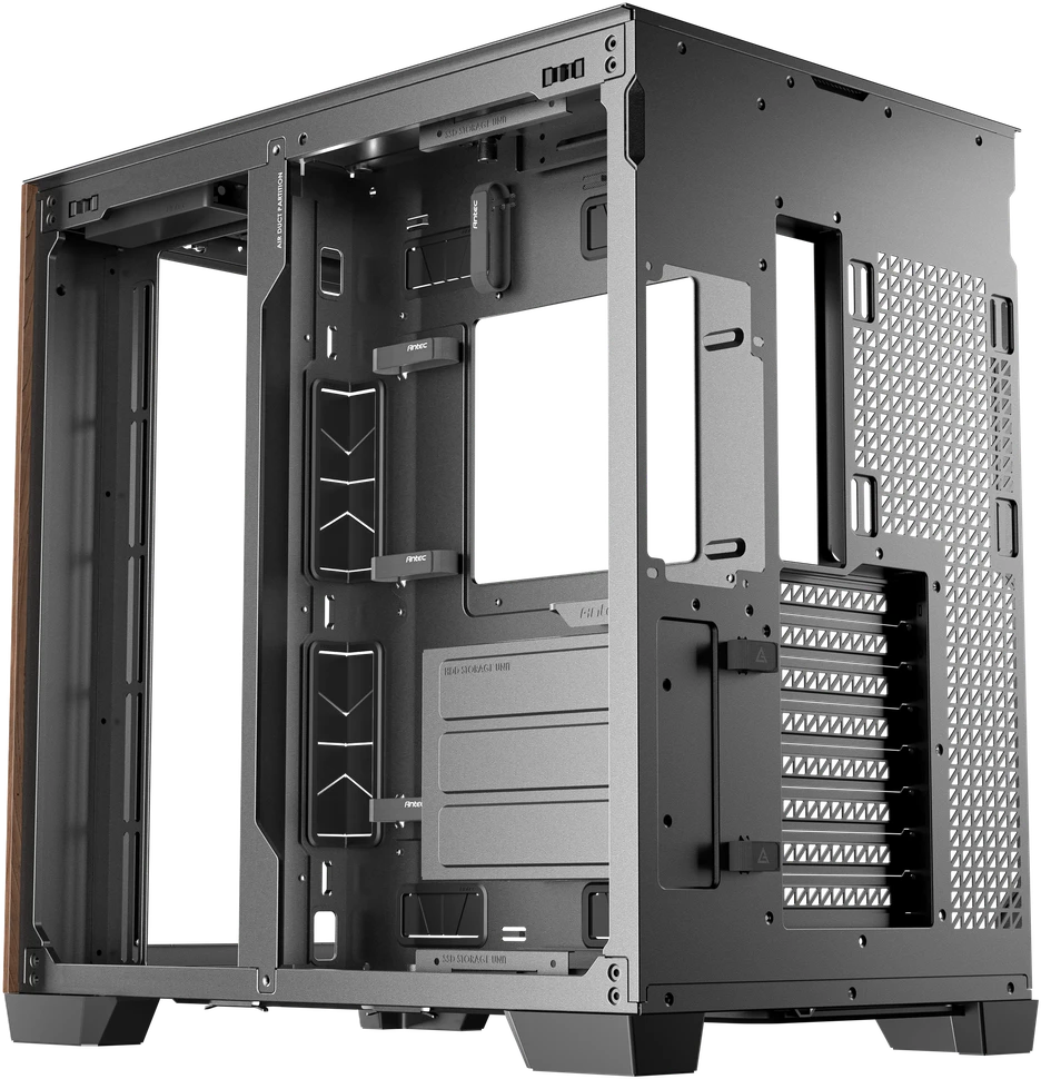 „Antec C8 Midi-Tower“, grūdintas stiklas ir mediena