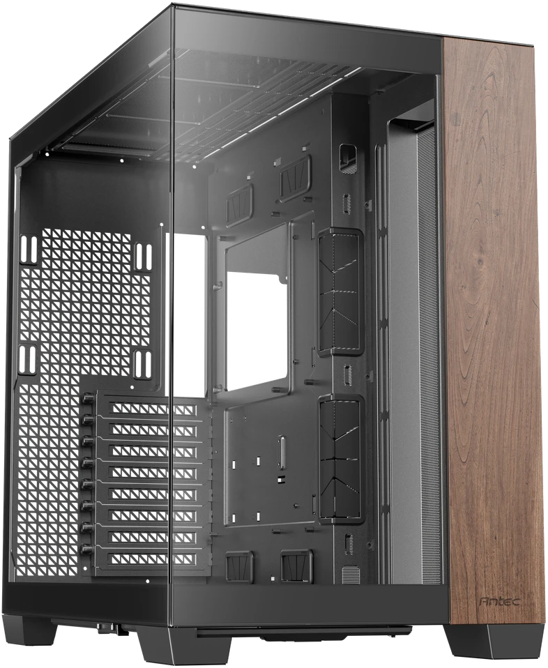 „Antec C8 Midi-Tower“, grūdintas stiklas ir mediena