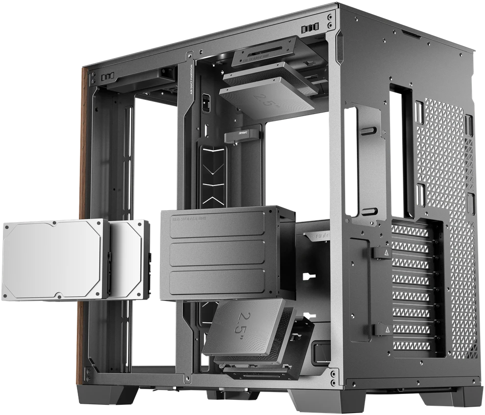 „Antec C8 Midi-Tower“, grūdintas stiklas ir mediena