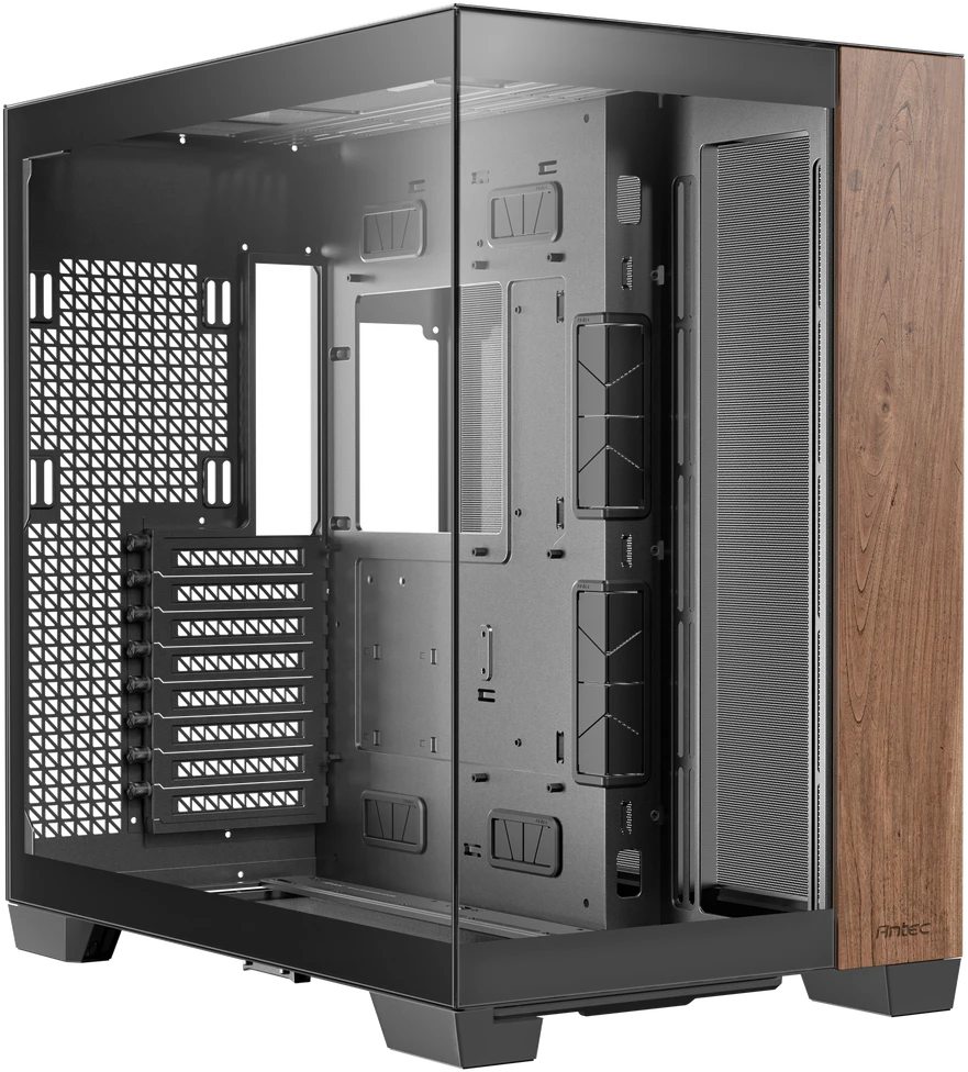 „Antec C8 Midi-Tower“, grūdintas stiklas ir mediena