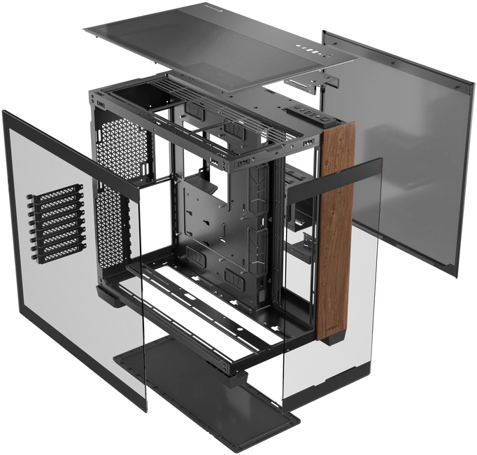 „Antec C8 Midi-Tower“, grūdintas stiklas ir mediena