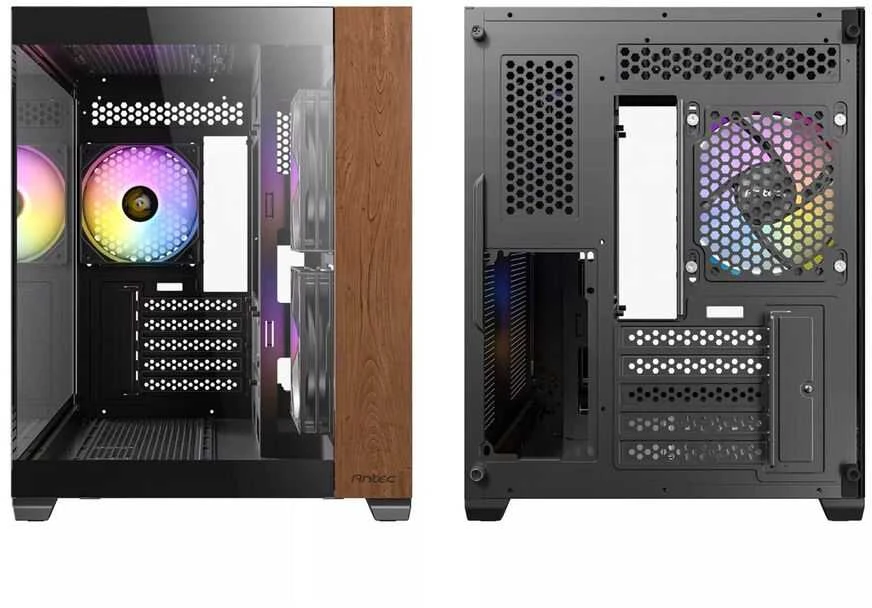 Antec CX600M Wood PC kompiuterio korpusas, Mini-Tower, Micro-ATX, Tempered Glass – juodos spalvos, Holz