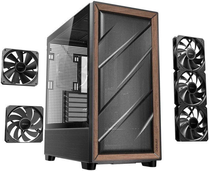 „Antec Flux“ kompiuterio korpusas, vidutinio dydžio bokštas, E-ATX, grūdintas stiklas – Juodas